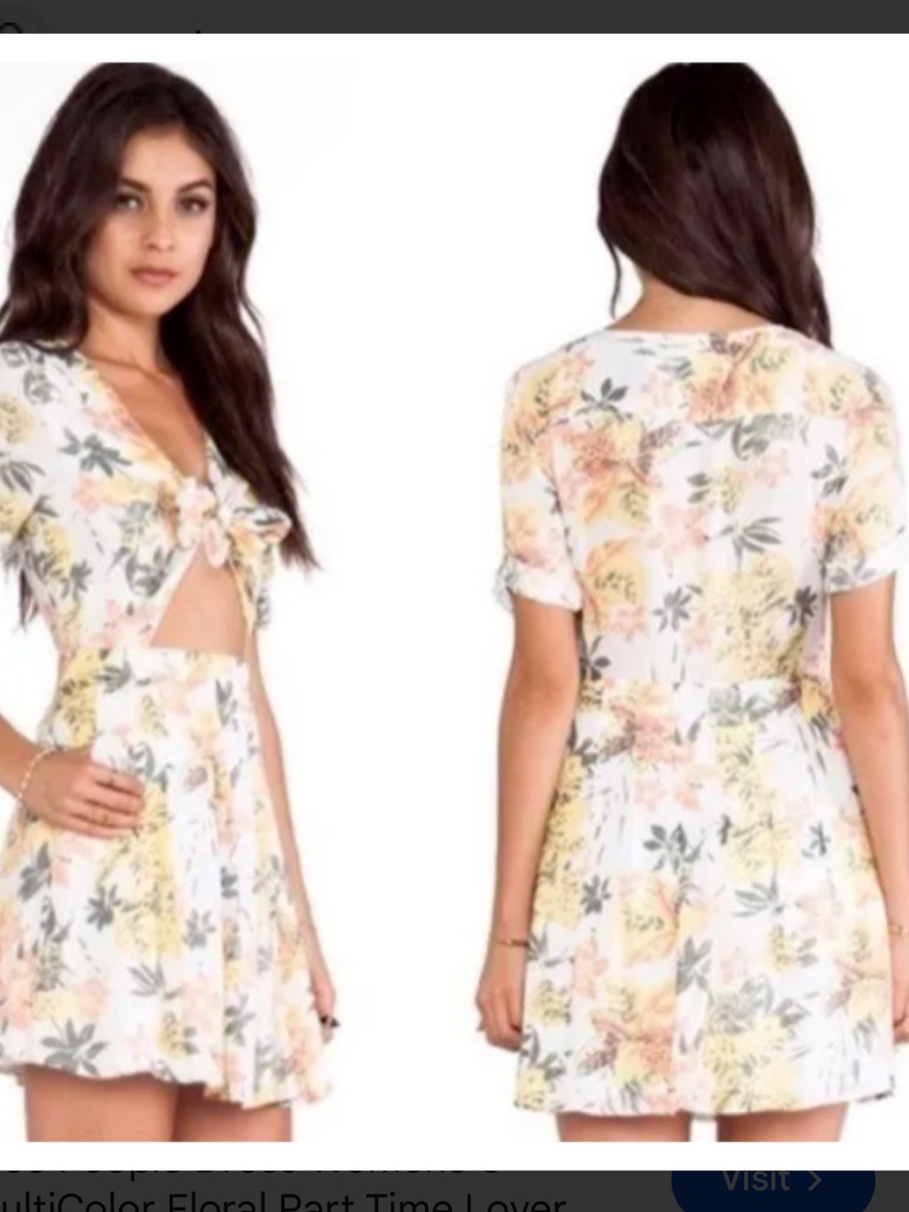 Free People White Floral Tie-Front Sundress with Pastel Print